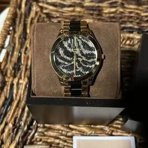 Michael Kors Gold and Black Runway Collection Watch BNIB Michael Kors MK6057 - Runway Black and Gold Dial Black Ion  main image 4